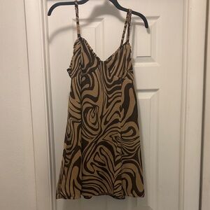 Women's Brown Zebra-Print Camisole Slip Dress
